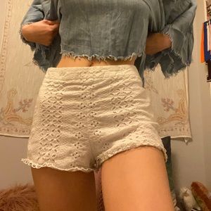 White lace booty shorts